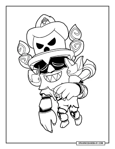 Possessed Dynamike Brawl Stars Coloring Page – Free Printable PDF coloring page preview