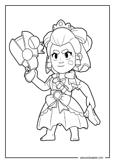 Princess Shelly Brawl Stars Coloring Pages – Free Printable PDF coloring page preview