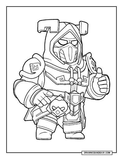 Protector Grom Brawl Stars Coloring Page – Free Printable PDF coloring page preview