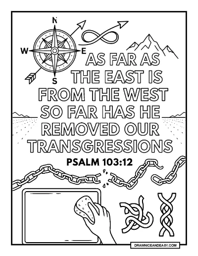Psalm 103:12 As Far As The East Is From The West Bible Verse Coloring Page coloring page preview