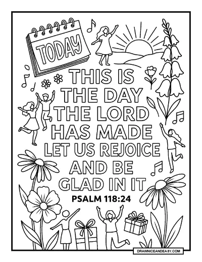 Psalm 118:24 This Is The Day The Lord Has Made Bible Verse Coloring Page coloring page preview