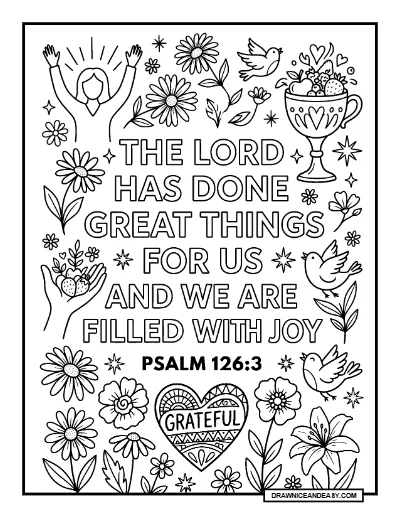 Psalm 126:3 The Lord Has Done Great Things Bible Verse Coloring Page coloring page preview