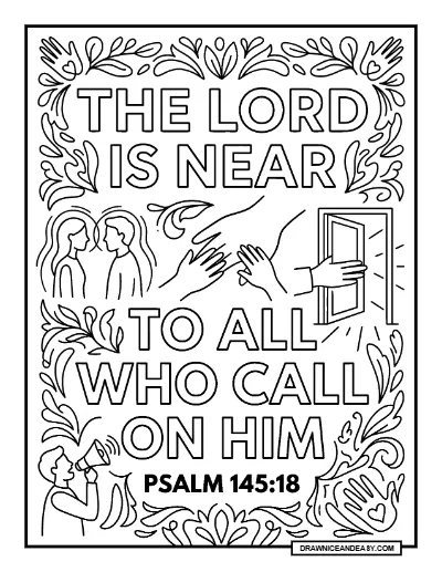 Psalm 145:18 The Lord Is Near Bible Verse Coloring Page coloring page preview