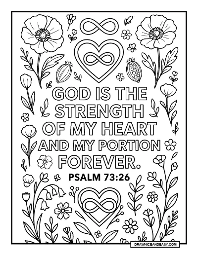 Psalm 73:26 My Flesh and My Heart May Fail Bible Verse Coloring Page coloring page preview