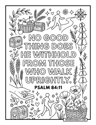 Psalm 84:11 The Lord God is a Sun and Shield Bible Verse Coloring Page coloring page preview