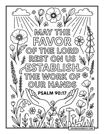 Psalm 90:17 Let the Beauty of the Lord Be Upon Us Bible Verse Coloring Page coloring page preview