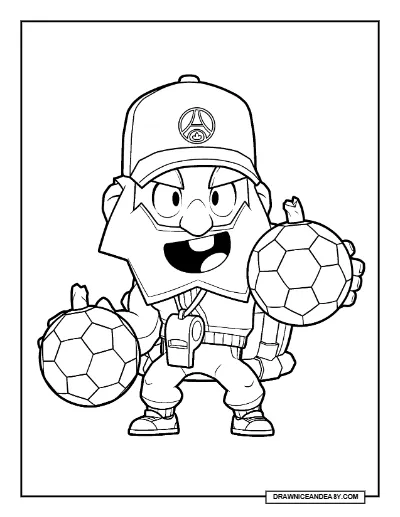 PSG Mike Dynamike Brawl Stars Coloring Page – Free Printable PDF coloring page preview