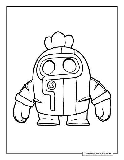 Pyro Spike Brawl Stars Coloring Page – Fire Skin Printable coloring page preview