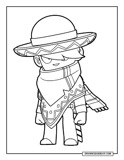Quickdraw Edgar Brawl Stars Coloring Page – Western Skin Printable coloring page preview