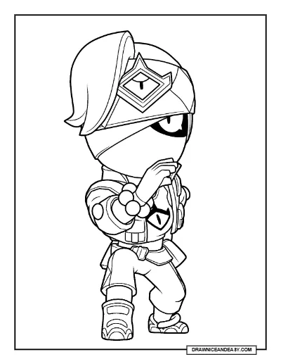 Ragequit Tara Brawl Stars Coloring Page – Free Printable PDF coloring page preview