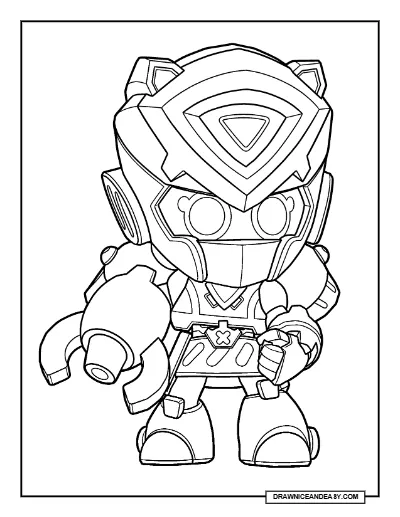 Red Mecha Jessie Brawl Stars Coloring Page – Free Printable PDF coloring page preview
