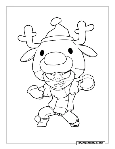 Red Nose Nita Brawl Stars Coloring Page – Free Printable PDF coloring page preview