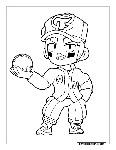 Red Pitcher Fang Brawl Stars Coloring Page – Free Printable PDF coloring page preview