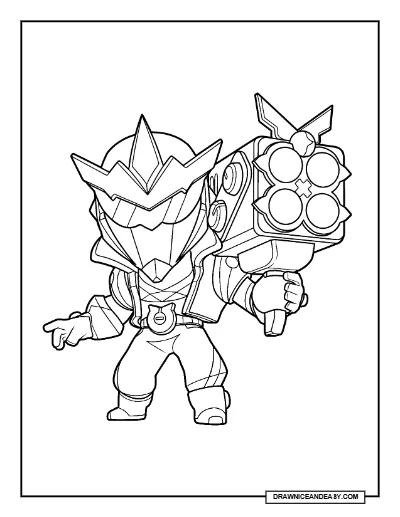 Red Super Ranger Brock Brawl Stars Coloring Page – Free Printable PDF coloring page preview