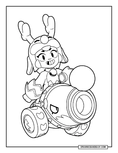 Reindeer Bonnie Brawl Stars Coloring Page – Free Printable PDF coloring page preview