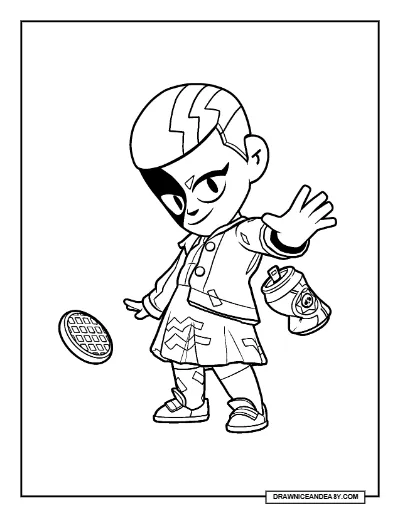 Retro Eleven Lumi Brawl Stars Coloring Page – Stranger Things Chroma Skin Printable coloring page preview