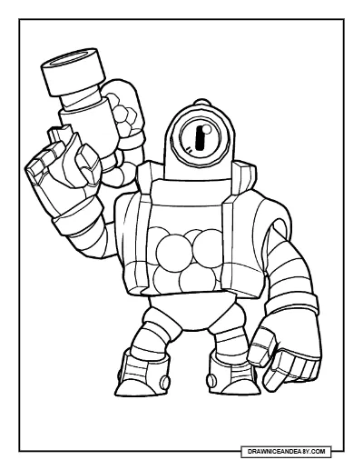 Rico Brawl Stars Coloring Page – Free Printable PDF coloring page preview