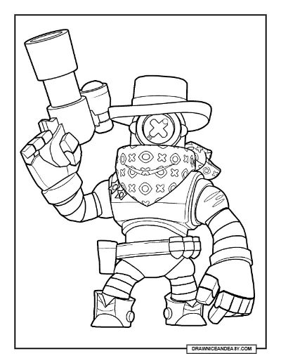 Ricochet Rico Brawl Stars Coloring Page – Free Printable PDF coloring page preview