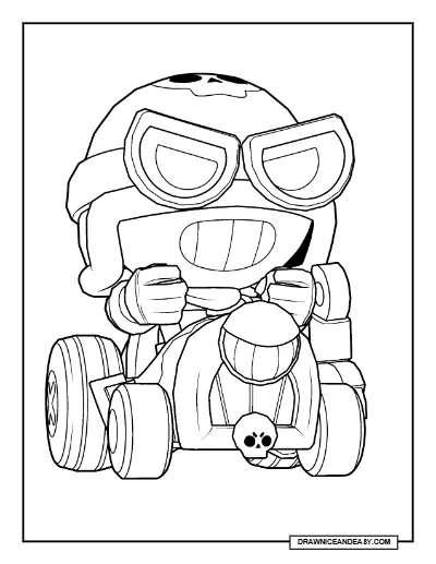 Road Rage Carl Brawl Stars Coloring Page – Free Printable PDF coloring page preview