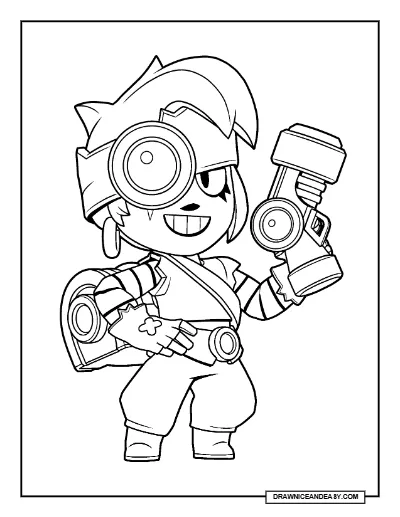 Robo Penny Brawl Stars Coloring Page – Free Printable PDF coloring page preview