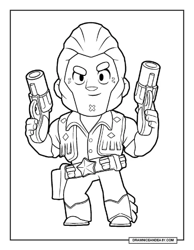 Rockstar Colt Brawl Stars Coloring Page – Music Skin Free Printable coloring page preview