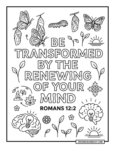 Romans 12:2 Do Not Conform Bible Verse Coloring Page coloring page preview