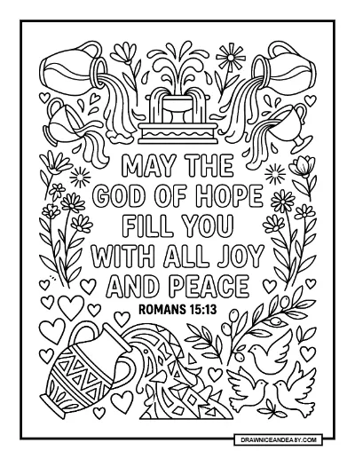 Romans 15:13 May the God of Hope Bible Verse Coloring Page coloring page preview