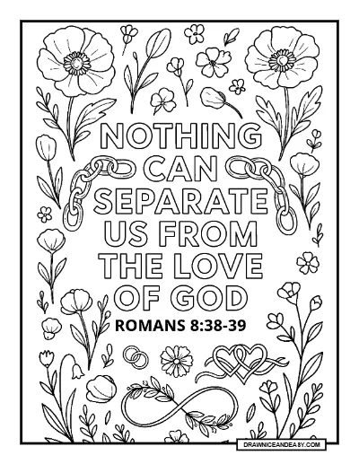 Romans 8:38-39 Nothing Can Separate Us Bible Verse Coloring Page coloring page preview