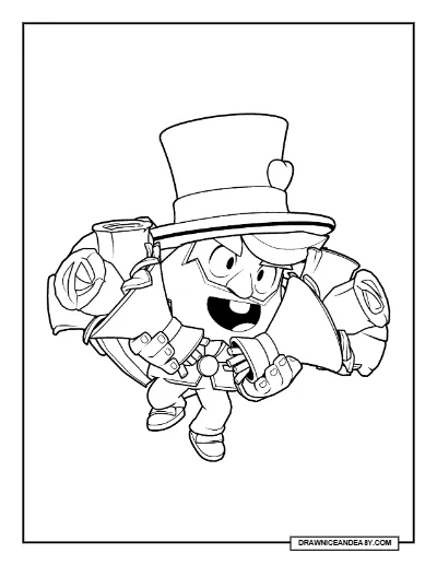 Romantic Dynamike Brawl Stars Coloring Page – Free Printable PDF coloring page preview