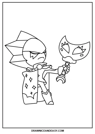 Sad Sirius Brawl Stars Coloring Page – Free Printable Emotional Art coloring page preview