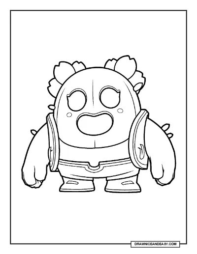 Sakura Spike Brawl Stars Coloring Page – Cherry Blossom Skin Free Printable coloring page preview