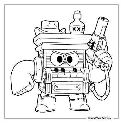 Saloon 8-Bit Brawl Stars Coloring Pages – Free Printable PDF coloring page preview