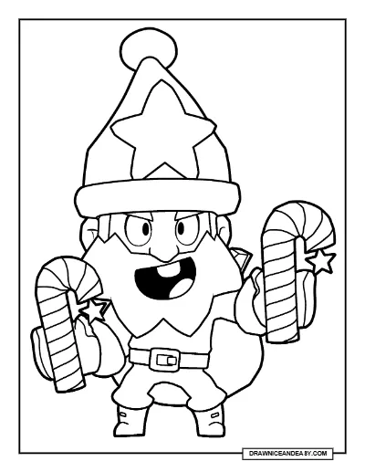 Santa Mike Dynamike Brawl Stars Coloring Page – Free Printable PDF coloring page preview