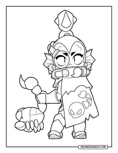 Scorpion Willow Brawl Stars Coloring Page – Free Printable PDF coloring page preview