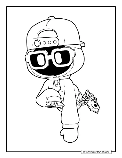 Shade Brawl Stars Coloring Page – Default Skin Free Printable coloring page preview