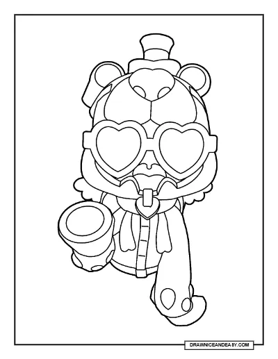 Shade Brawlentine Bear Brawl Stars Coloring Page – Free Printable PDF coloring page preview