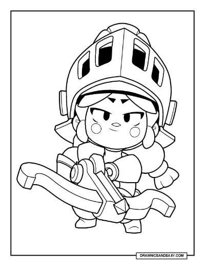 Shadow Knight Jessie Brawl Stars Coloring Page – Free Printable PDF coloring page preview