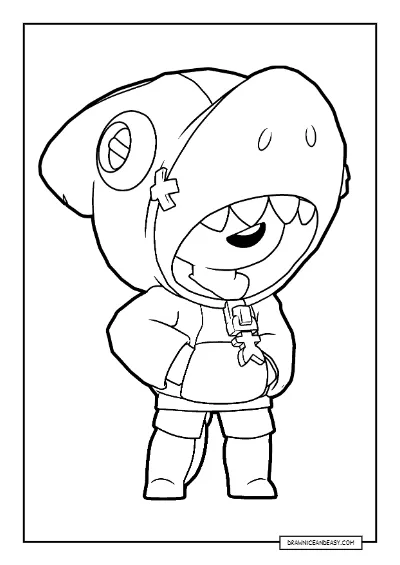 Shark Leon Brawl Stars Coloring Page – Free Printable PDF coloring page preview