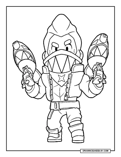 Sharktooth Colt Brawl Stars Coloring Page – Brawl Pass Season 13 Skin Printable coloring page preview