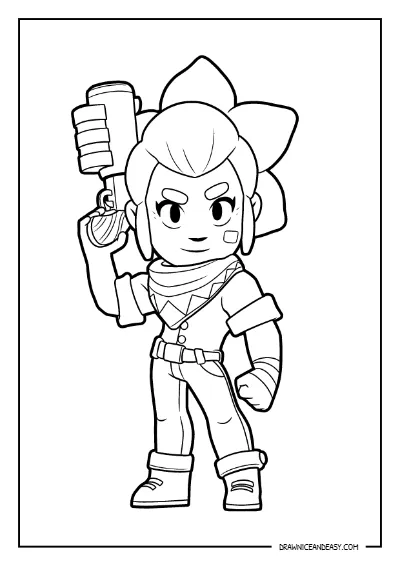 Shelly Brawl Stars Coloring Pages – Free Printable PDF Download coloring page preview