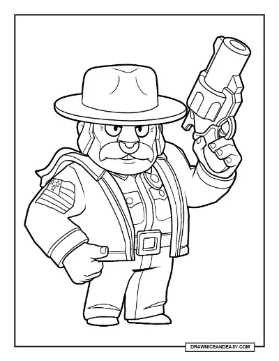 Sheriff Bull Brawl Stars Coloring Page – Free Printable PDF coloring page preview