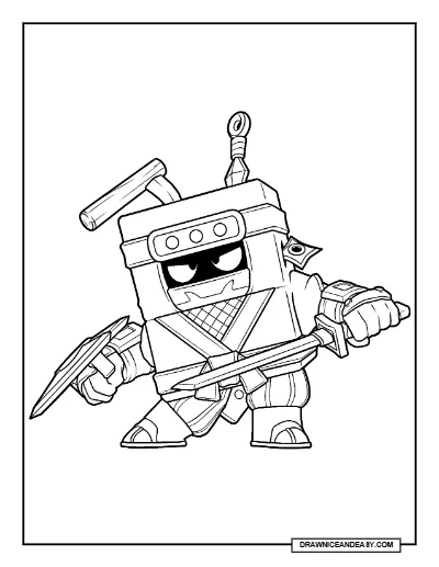 Shinobi Ash Brawl Stars Coloring Page – Free Printable PDF coloring page preview