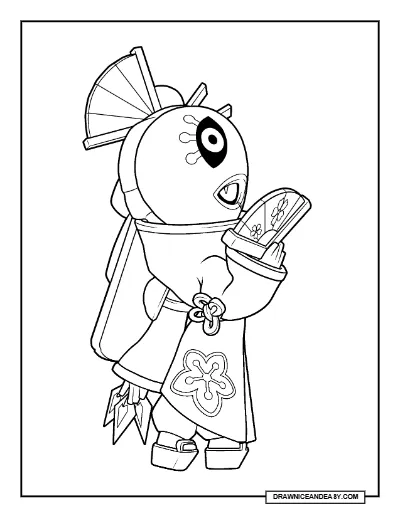 Shukuteki Tara Brawl Stars Coloring Page – Free Printable PDF coloring page preview