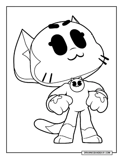 Siamese Kit Brawl Stars Coloring Page – Free Printable PDF coloring page preview