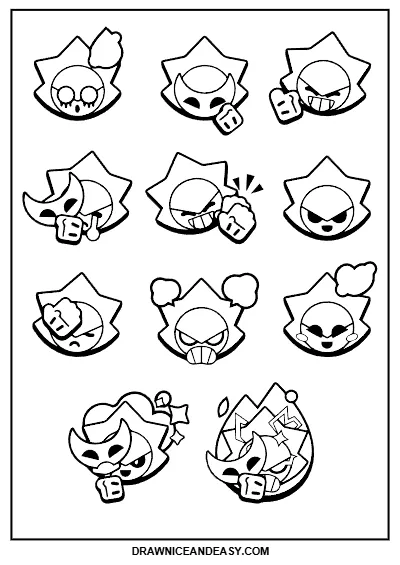 Sirius Pins Brawl Stars Coloring Page – Free Printable Emoji Expressions coloring page preview