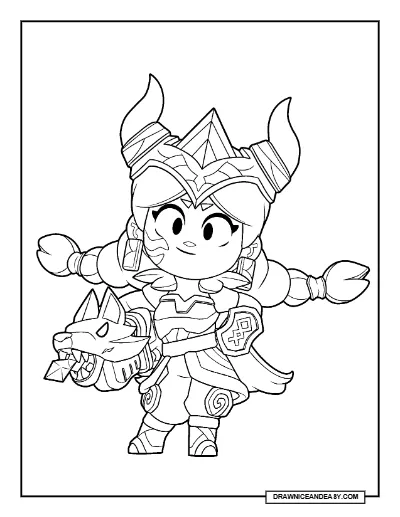 Skadi Jessie Brawl Stars Coloring Page – Free Printable PDF coloring page preview