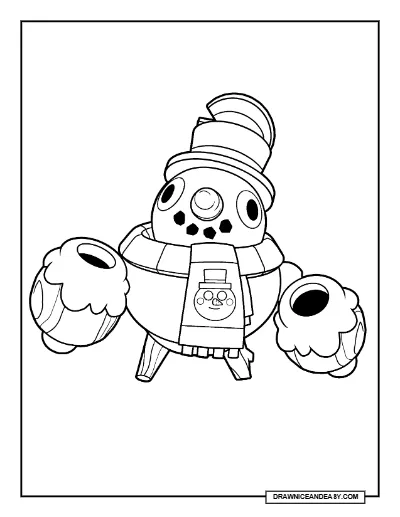 Snowman Tick Brawl Stars Coloring Page – Free Printable PDF coloring page preview