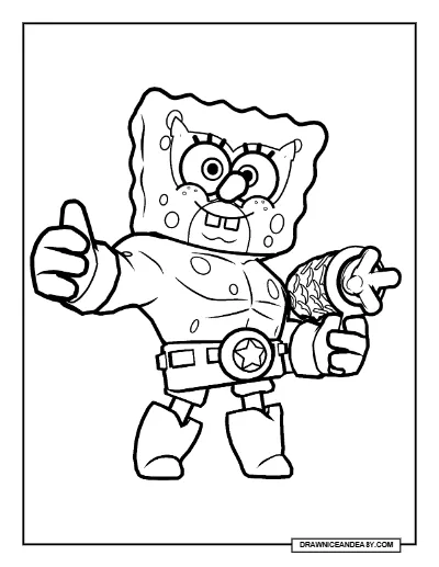 SpongeBob El Primo Brawl Stars Coloring Page – Free Printable PDF coloring page preview