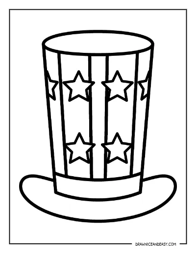 Star Spangled Top Hat Coloring Page – Free Printable for Kids coloring page preview