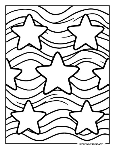 Stars and Stripes Pattern Coloring Page – Free Printable for Kids coloring page preview